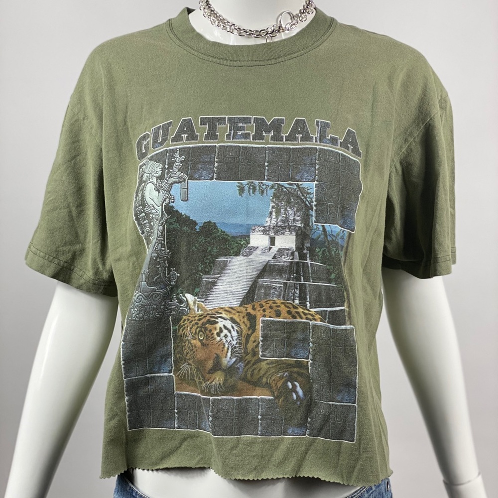 Vtg Guatemala Mayan crop top tee